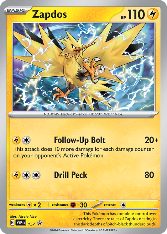 Zapdos (Scarlet & Violet Black Star Promos SET) (Pokémon) (Basic) (Lightning) (HP: 110) (Promo) (PKM Scarlet & Violet Black Star Promos SET-65)