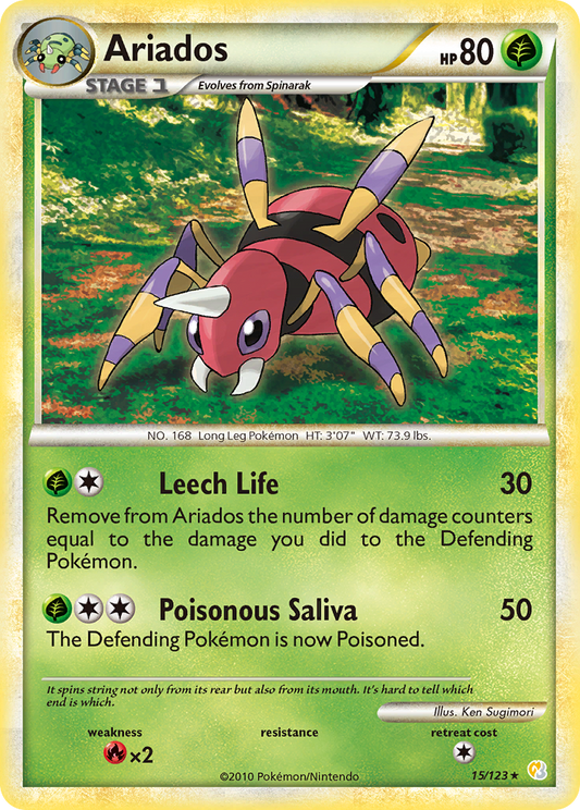Ariados (HeartGold & SoulSilver SET) (Pokémon) (Stage 1) (Grass) (HP: 80) (Rare) (PKM HeartGold & SoulSilver SET-31)