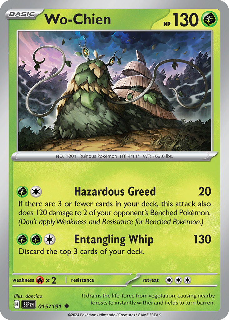 WoChien (Surging Sparks SET) (Pokémon) (Basic) (Grass) (HP: 130) (Uncommon) (PKM Surging Sparks SET-57)