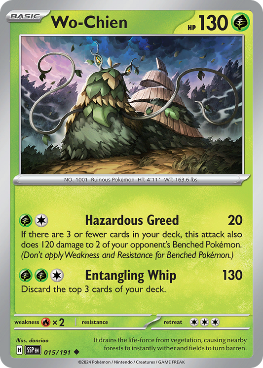 WoChien (Surging Sparks SET) (Pokémon) (Basic) (Grass) (HP: 130) (Uncommon) (PKM Surging Sparks SET-57)