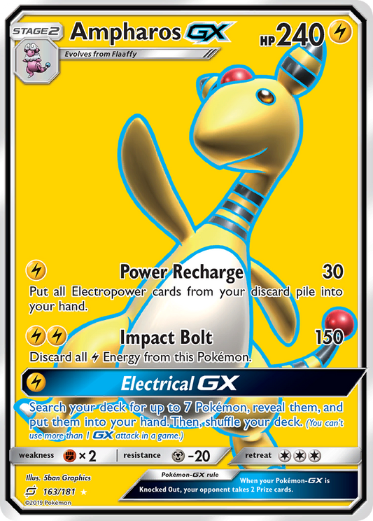 AmpharosGX (Team Up SET) (Pokémon) (Stage 2, GX) (Lightning) (HP: 240) (Rare Ultra) (PKM Team Up SET-74)