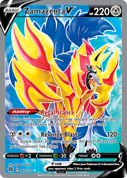 Zamazenta V (Brilliant Stars SET) (Pokémon) (Basic, V) (Metal) (HP: 220) (Rare Ultra) (PKM Brilliant Stars SET-72)