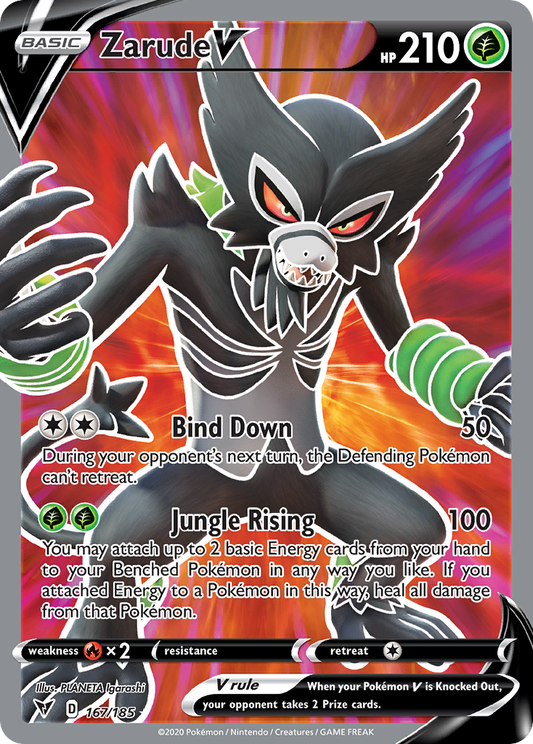 Zarude V (Vivid Voltage SET) (Pokémon) (Basic, V) (Grass) (HP: 210) (Rare Ultra) (PKM Vivid Voltage SET-76)