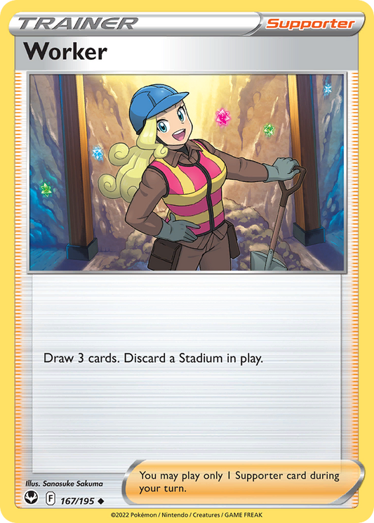 Worker (Silver Tempest SET) (Trainer) (Supporter) (Uncommon) (PKM Silver Tempest SET-76)