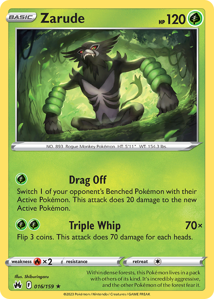 Zarude (Crown Zenith SET) (Pokémon) (Basic) (Grass) (HP: 120) (Rare Holo) (PKM Crown Zenith SET-68)