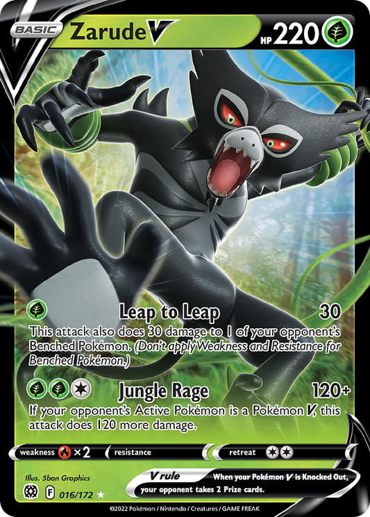 Zarude V (Brilliant Stars SET) (Pokémon) (Basic, V) (Grass) (HP: 220) (Rare Holo V) (PKM Brilliant Stars SET-68)