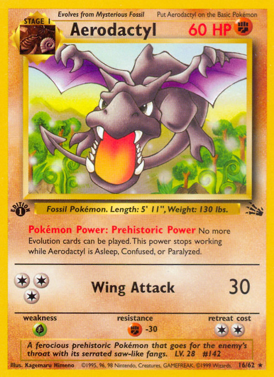 Aerodactyl (Fossil SET) (Pokémon) (Stage 1) (Fighting) (HP: 60) (Rare) (PKM Fossil SET-8)
