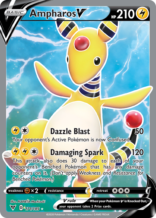 Ampharos V (Vivid Voltage SET) (Pokémon) (Basic, V) (Lightning) (HP: 210) (Rare Ultra) (PKM Vivid Voltage SET-81)