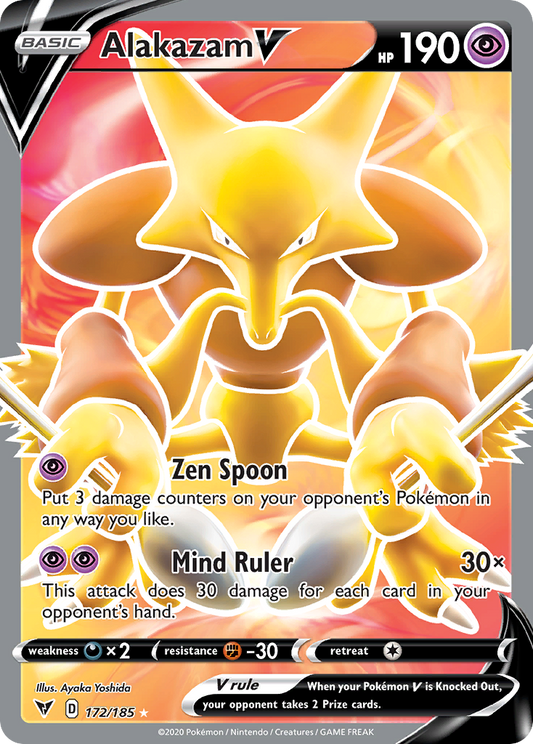 Alakazam V (Vivid Voltage SET) (Pokémon) (Basic, V) (Psychic) (HP: 190) (Rare Ultra) (PKM Vivid Voltage SET-82)