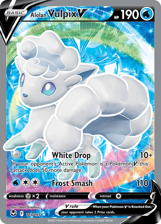 Alolan Vulpix V (Silver Tempest SET) (Pokémon) (Basic, V) (Water) (HP: 190) (Rare Ultra) (PKM Silver Tempest SET-83)