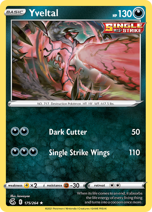 Yveltal (Fusion Strike SET) (Pokémon) (Basic, Single Strike) (Darkness) (HP: 130) (Rare) (PKM Fusion Strike SET-85)