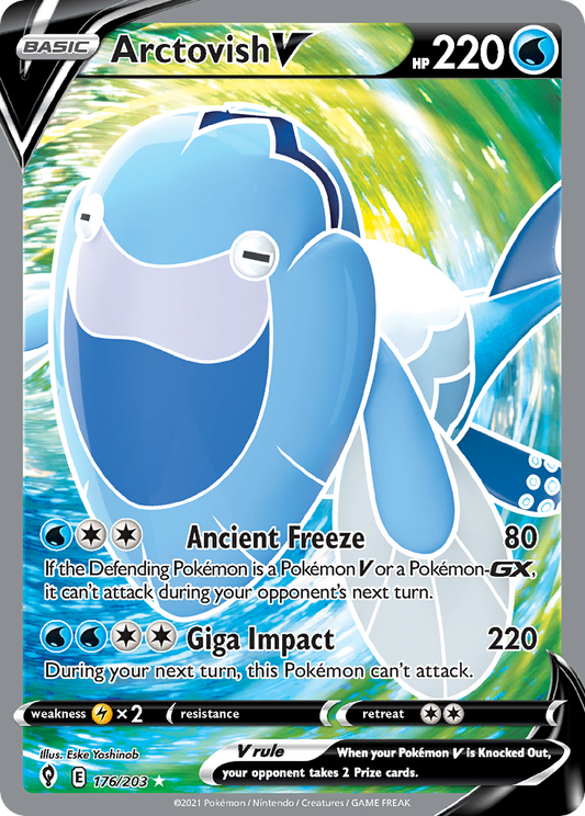 Arctovish V (Evolving Skies SET) (Pokémon) (Basic, V) (Water) (HP: 220) (Rare Ultra) (PKM Evolving Skies SET-86)