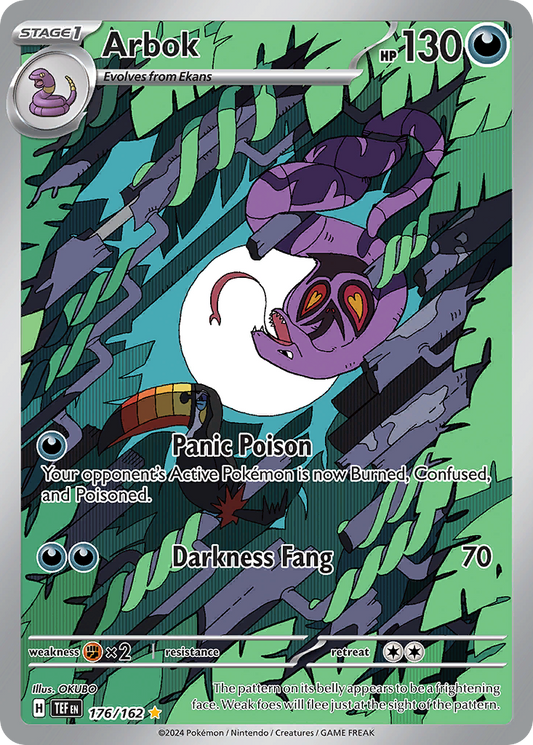 Arbok (Temporal Forces SET) (Pokémon) (Stage 1) (Darkness) (HP: 130) (Illustration Rare) (PKM Temporal Forces SET-86)