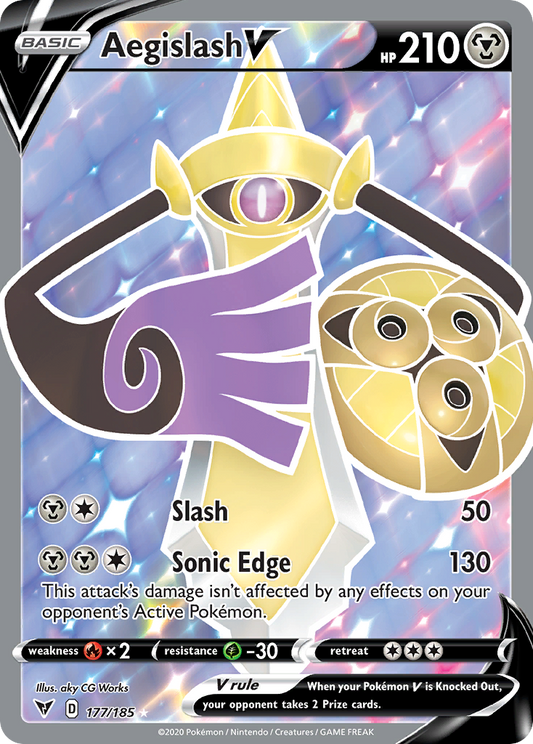 Aegislash V (Vivid Voltage SET) (Pokémon) (Basic, V) (Metal) (HP: 210) (Rare Ultra) (PKM Vivid Voltage SET-87)
