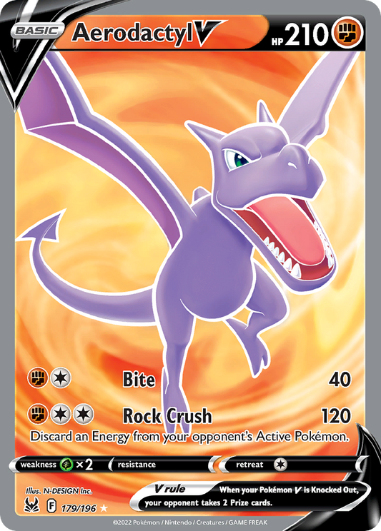 Aerodactyl V (Lost Origin SET) (Pokémon) (Basic, V) (Fighting) (HP: 210) (Rare Ultra) (PKM Lost Origin SET-89)