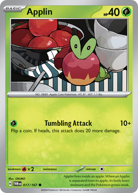 Applin (Twilight Masquerade SET) (Pokémon) (Basic) (Grass) (HP: 40) (Common) (PKM Twilight Masquerade SET-79)