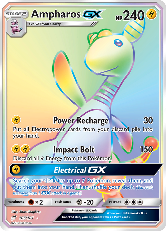 AmpharosGX (Team Up SET) (Pokémon) (Stage 2, GX) (Lightning) (HP: 240) (Rare Rainbow) (PKM Team Up SET-98)