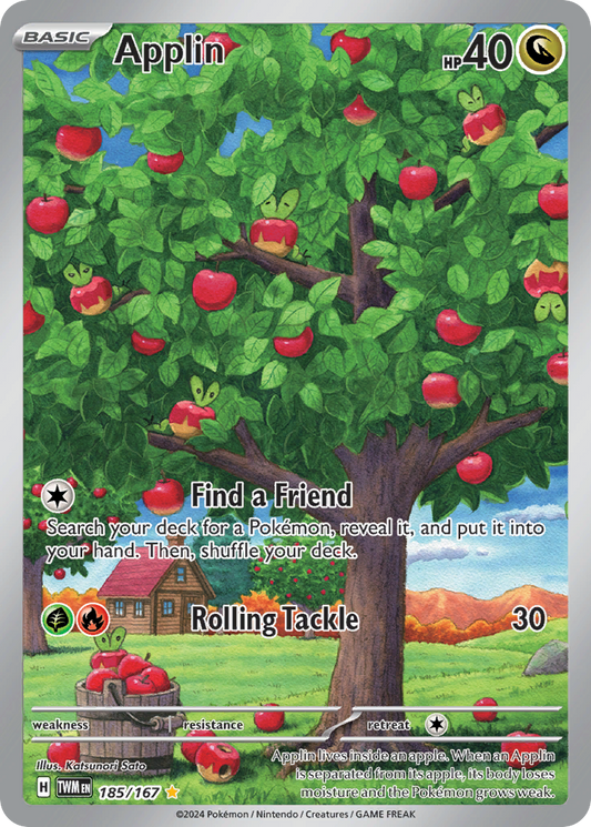 Applin (Twilight Masquerade SET) (Pokémon) (Basic) (Dragon) (HP: 40) (Illustration Rare) (PKM Twilight Masquerade SET-96)