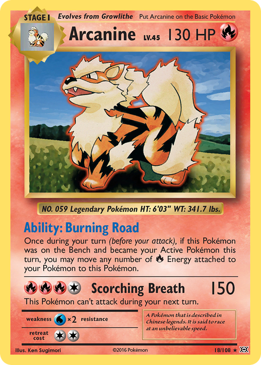Arcanine (Evolutions SET) (Pokémon) (Stage 1) (Fire) (HP: 130) (Rare) (PKM Evolutions SET-24)