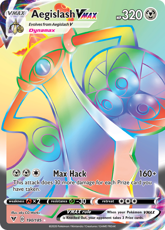 Aegislash VMAX (Vivid Voltage SET) (Pokémon) (VMAX) (Metal) (HP: 320) (Rare Rainbow) (PKM Vivid Voltage SET-102)