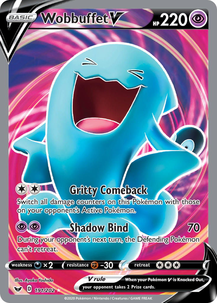 Wobbuffet V (Sword & Shield SET) (Pokémon) (Basic, V) (Psychic) (HP: 220) (Rare Ultra) (PKM Sword & Shield SET-103)