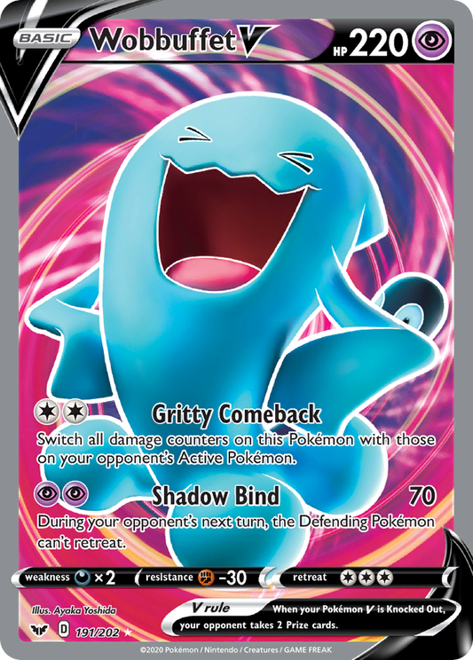 Wobbuffet V (Sword & Shield SET) (Pokémon) (Basic, V) (Psychic) (HP: 220) (Rare Ultra) (PKM Sword & Shield SET-103)