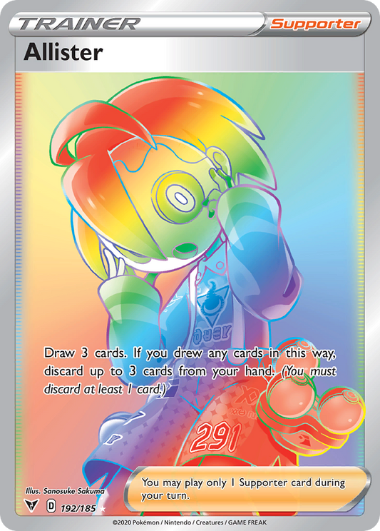 Allister (Vivid Voltage SET) (Trainer) (Supporter) (Rare Rainbow) (PKM Vivid Voltage SET-104)