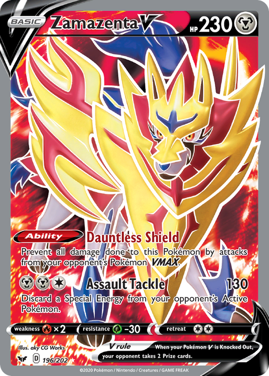 Zamazenta V (Sword & Shield SET) (Pokémon) (Basic, V) (Metal) (HP: 230) (Rare Ultra) (PKM Sword & Shield SET-108)