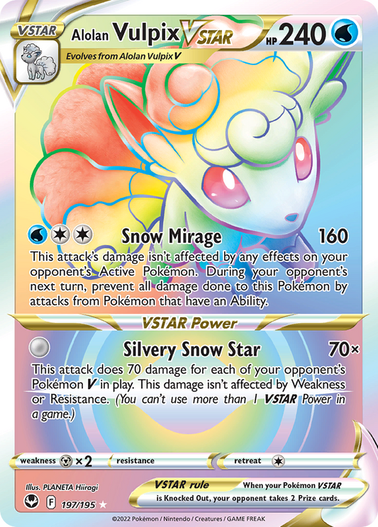 Alolan Vulpix VSTAR (Silver Tempest SET) (Pokémon) (VSTAR) (Water) (HP: 240) (Rare Rainbow) (PKM Silver Tempest SET-109)