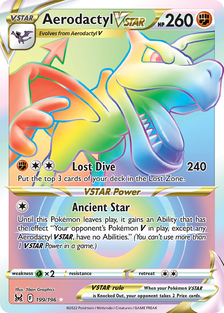 Aerodactyl VSTAR (Lost Origin SET) (Pokémon) (VSTAR) (Fighting) (HP: 260) (Rare Rainbow) (PKM Lost Origin SET-111)