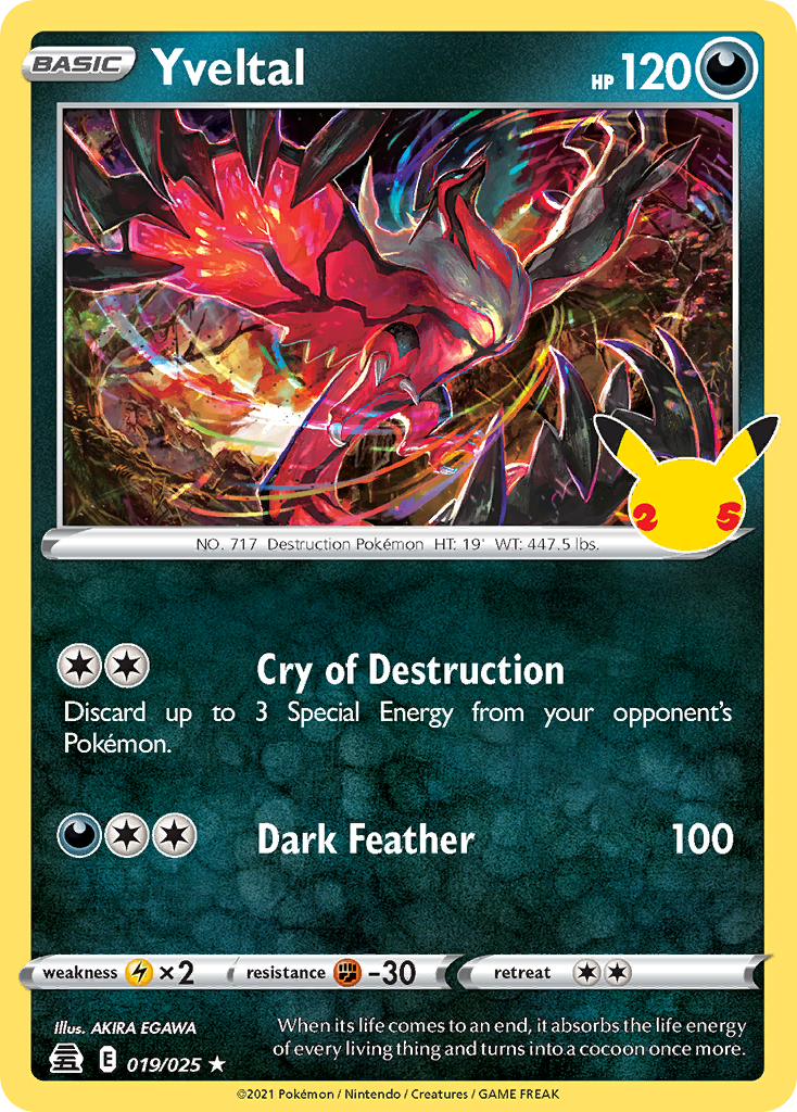 Yveltal (Celebrations SET) (Pokémon) (Basic) (Darkness) (HP: 120) (Rare) (PKM Celebrations SET-11)