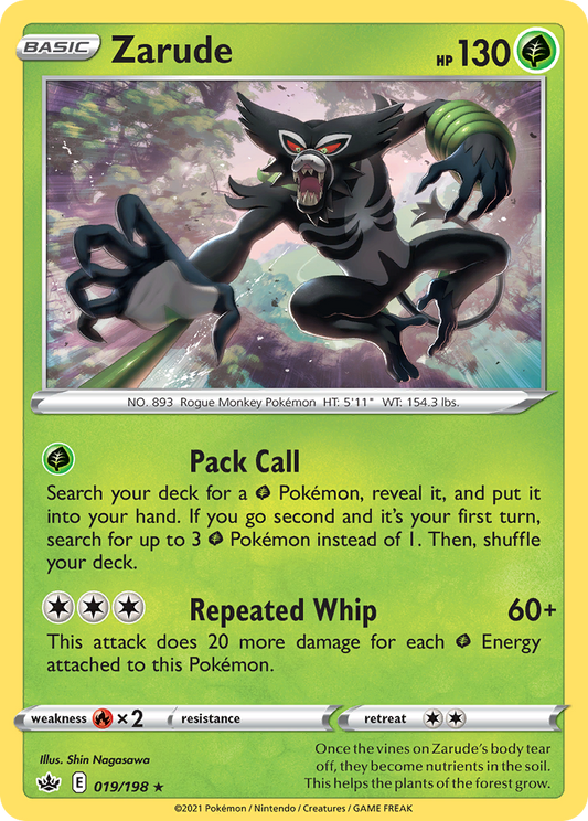 Zarude (Chilling Reign SET) (Pokémon) (Basic) (Grass) (HP: 130) (Rare Holo) (PKM Chilling Reign SET-101)
