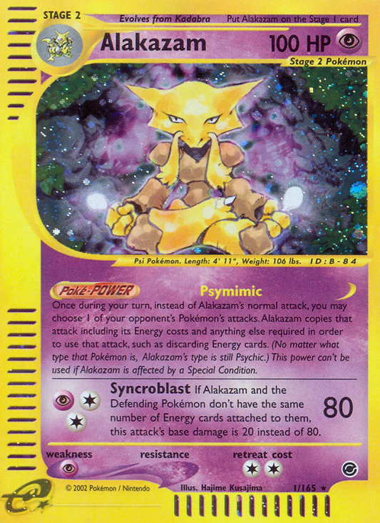 Alakazam (Expedition Base Set SET) (Pokémon) (Stage 2) (Psychic) (HP: 100) (Rare Holo) (PKM Expedition Base Set SET-1)