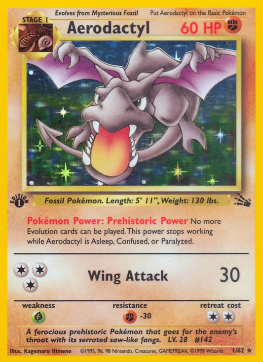 Aerodactyl (Fossil SET) (Pokémon) (Stage 1) (Fighting) (HP: 60) (Rare Holo) (PKM Fossil SET-1)