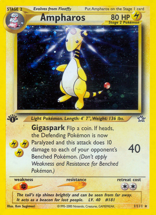 Ampharos (Neo Genesis SET) (Pokémon) (Stage 2) (Lightning) (HP: 80) (Rare Holo) (PKM Neo Genesis SET-1)