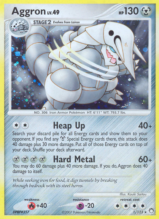 Aggron (Mysterious Treasures SET) (Pokémon) (Stage 2) (Metal) (HP: 130) (Rare Holo) (PKM Mysterious Treasures SET-1)