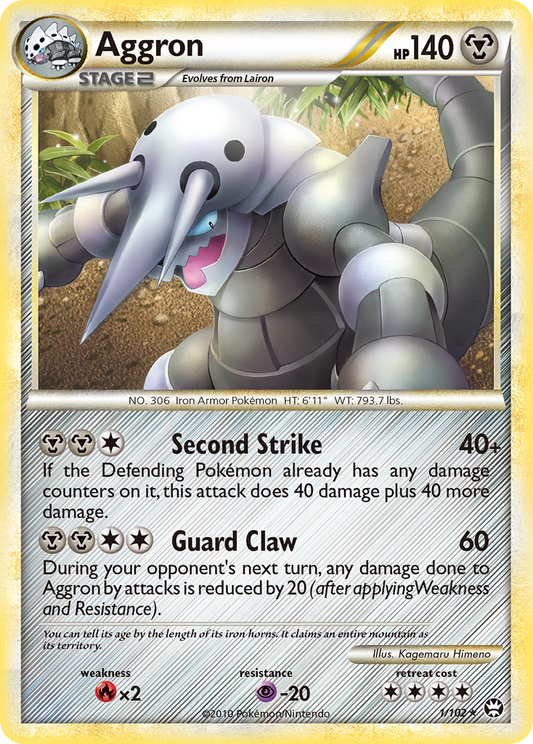 Aggron (HS Triumphant SET) (Pokémon) (Stage 2) (Metal) (HP: 140) (Rare Holo) (PKM HS Triumphant SET-1)