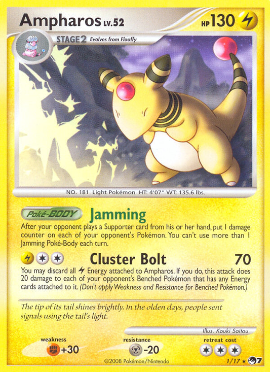 Ampharos (POP Series 7 SET) (Pokémon) (Stage 2) (Lightning) (HP: 130) (Rare) (PKM POP Series 7 SET-1)