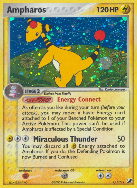 Ampharos (Unseen Forces SET) (Pokémon) (Stage 2) (Lightning) (HP: 120) (Rare Holo) (PKM Unseen Forces SET-3)