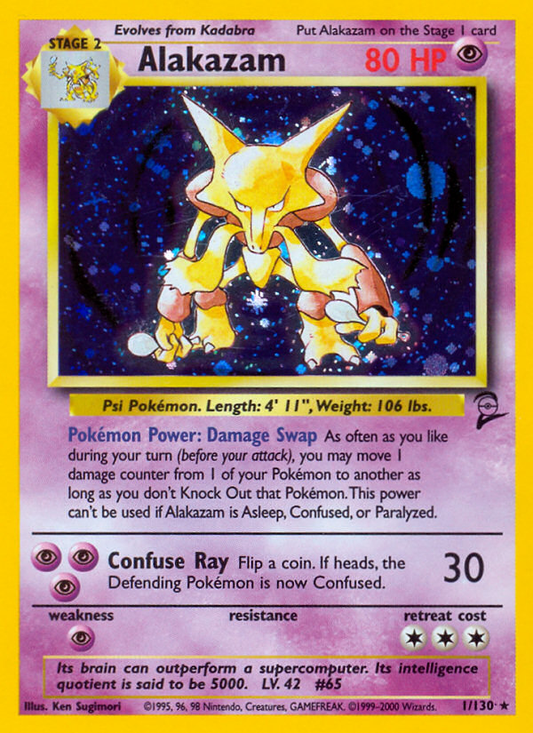 Alakazam (Base 2 SET) (Pokémon) (Stage 2) (Psychic) (HP: 80) (Rare Holo) (PKM Base 2 SET-1)