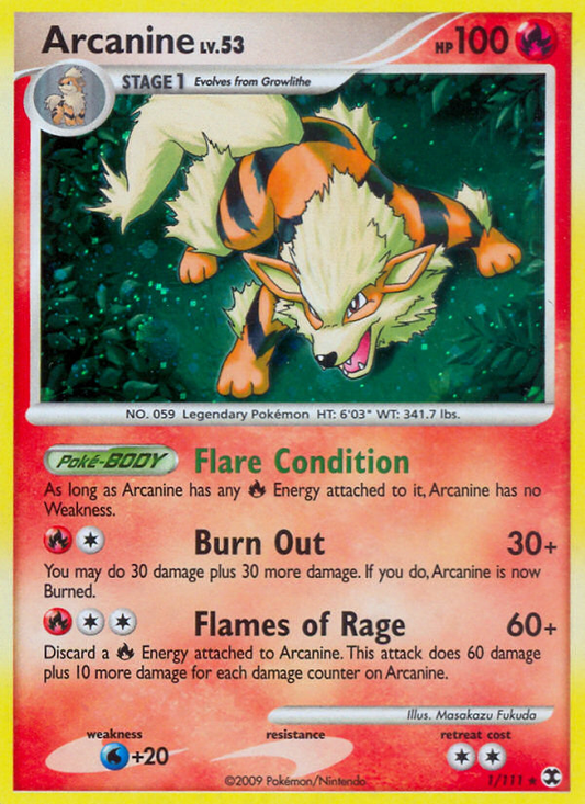 Arcanine (Rising Rivals SET) (Pokémon) (Stage 1) (Fire) (HP: 100) (Rare Holo) (PKM Rising Rivals SET-1)