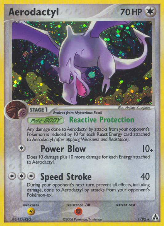 Aerodactyl (Legend Maker SET) (Pokémon) (Stage 1) (Colorless) (HP: 70) (Rare Holo) (PKM Legend Maker SET-1)