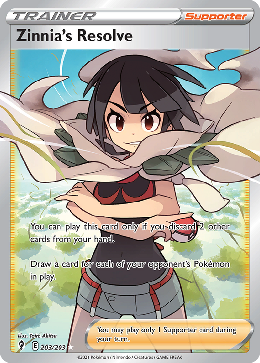 Zinnia's Resolve (Evolving Skies SET) (Trainer) (Supporter) (Rare Ultra) (PKM Evolving Skies SET-117)