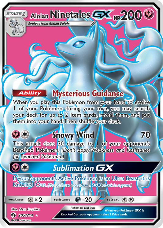 Alolan NinetalesGX (Lost Thunder SET) (Pokémon) (Stage 1, GX) (Fairy) (HP: 200) (Rare Ultra) (PKM Lost Thunder SET-123)
