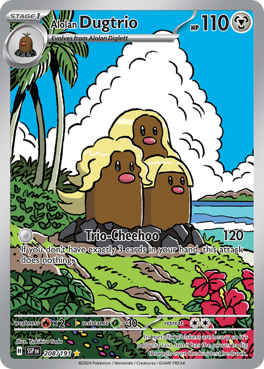 Alolan Dugtrio (Surging Sparks SET) (Pokémon) (Stage 1) (Metal) (HP: 110) (Illustration Rare) (PKM Surging Sparks SET-122)