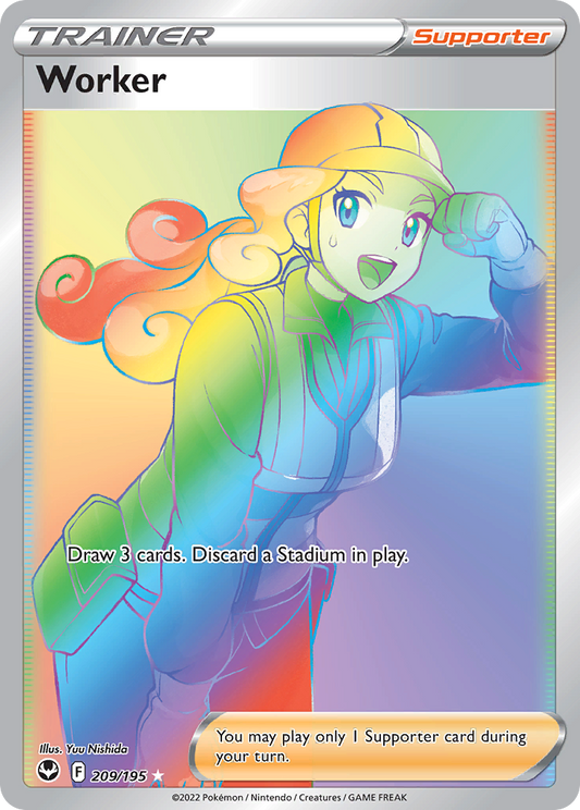 Worker (Silver Tempest SET) (Trainer) (Supporter) (Rare Rainbow) (PKM Silver Tempest SET-123)