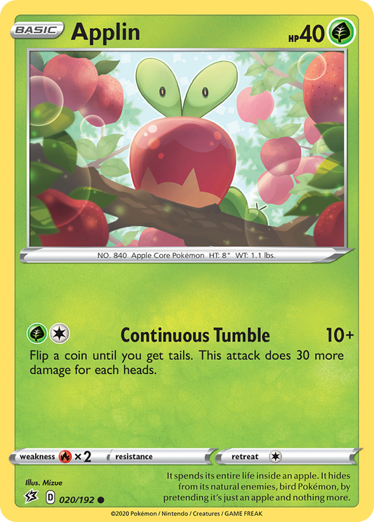 Applin (Rebel Clash SET) (Pokémon) (Basic) (Grass) (HP: 40) (Common) (PKM Rebel Clash SET-113)