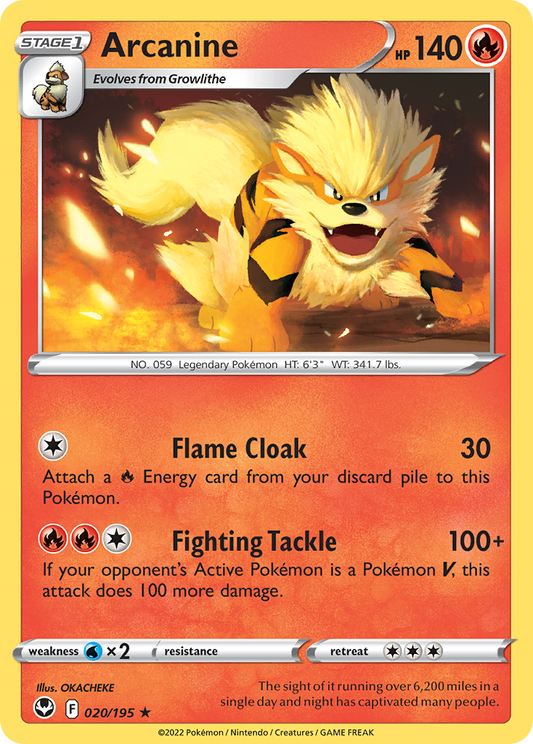 Arcanine (Silver Tempest SET) (Pokémon) (Stage 1) (Fire) (HP: 140) (Rare) (PKM Silver Tempest SET-113)