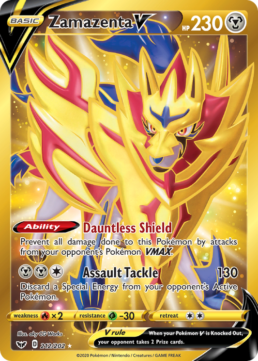 Zamazenta V (Sword & Shield SET) (Pokémon) (Basic, V) (Metal) (HP: 230) (Rare Secret) (PKM Sword & Shield SET-127)