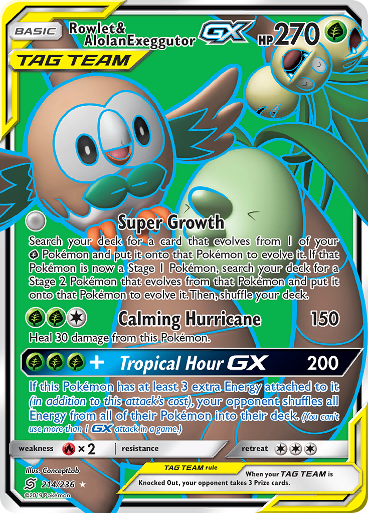 Rowlet & Alolan Exeggutor-GX - Unified Minds SET-214